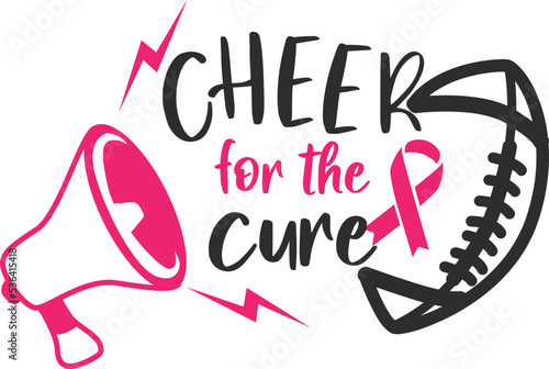 Cheer for The Cure vector - Cancer awareness and american football