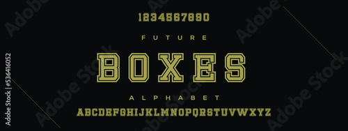BOXES Elegant alphabet letters font and number. Classic Lettering Minimal Fashion Designs. Typography modern serif fonts decorative vintage design concept. vector illustration