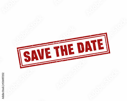 Save the date red square grunge stamp, vector illustration