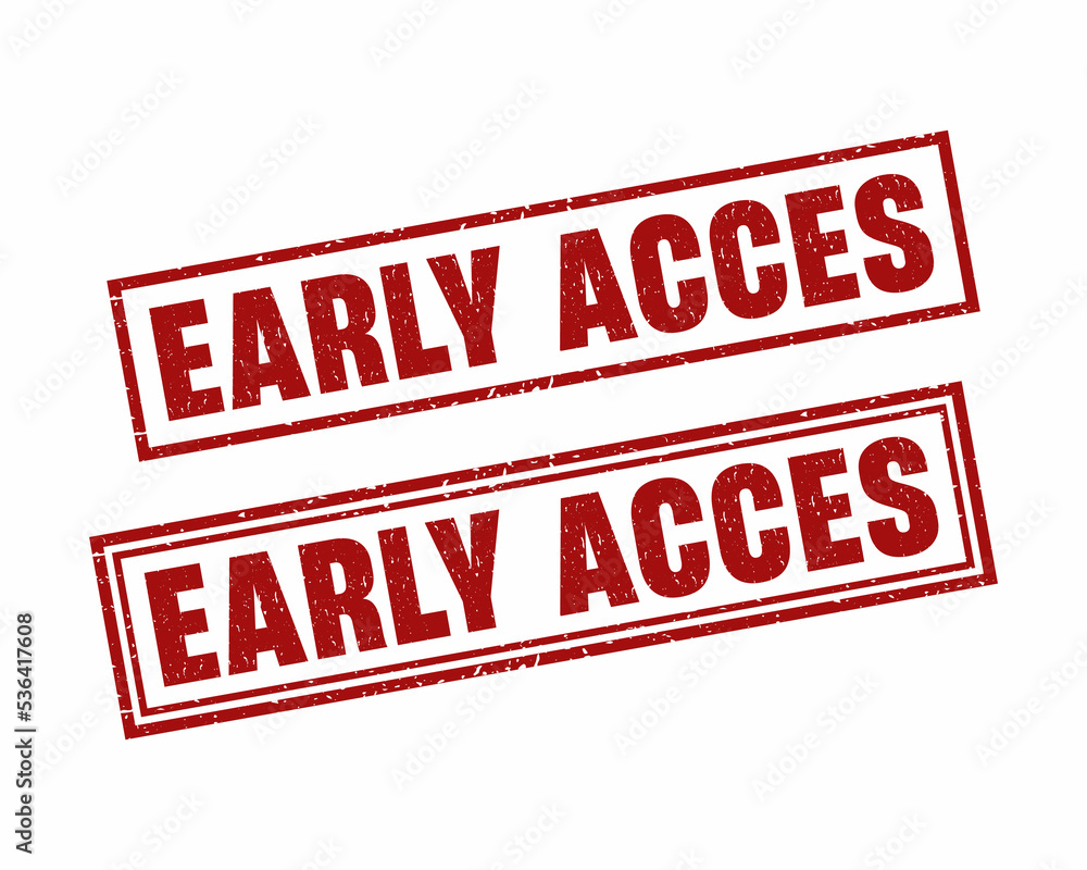 Early access red square grunge stamp, vector illustration