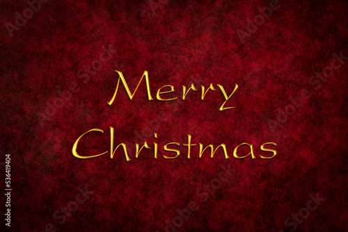 Merry Christmas. 3d illustration in golden 3d lettering on red and black background.