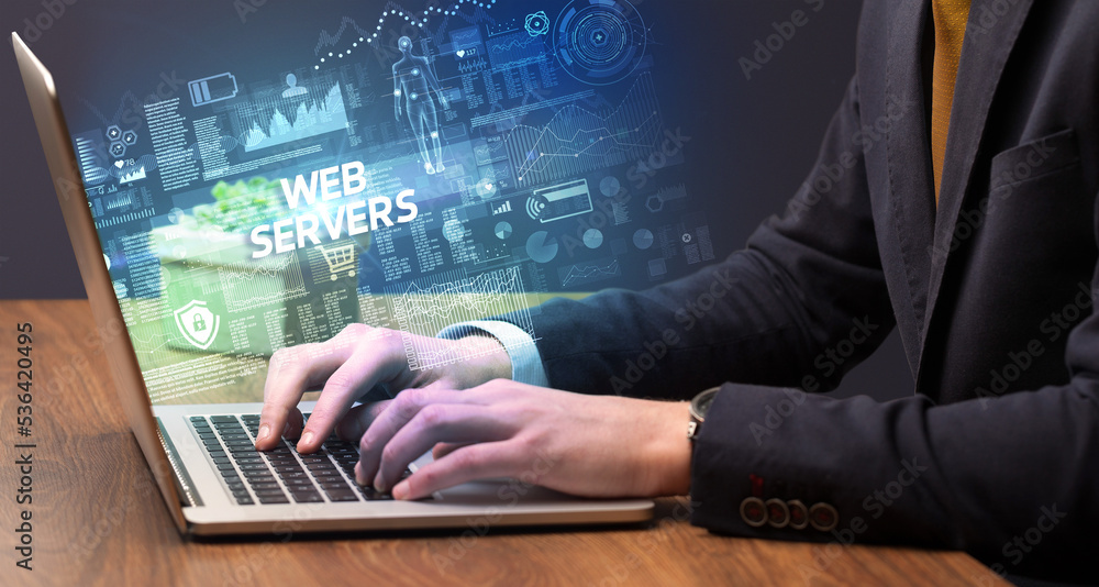 Businessman working on laptop concept Businessman working on laptop concept