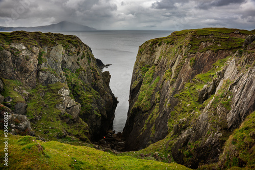 Rugged cliffs on the southwest coast of Achill Island. It is part of the Wild Atlantic Way.