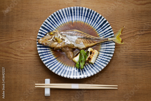 simmered gimma (short-nose tripod fish, silver horse-fish, helicopter fish), Japanese cuisine