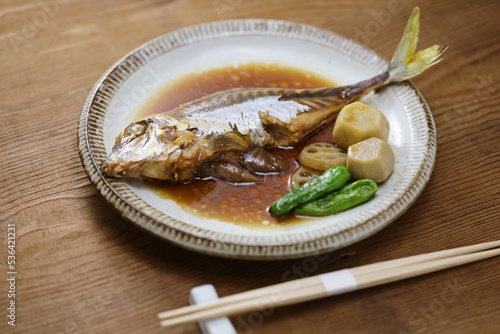 simmered gimma (short-nose tripod fish, silver horse-fish, helicopter fish), Japanese cuisine photo