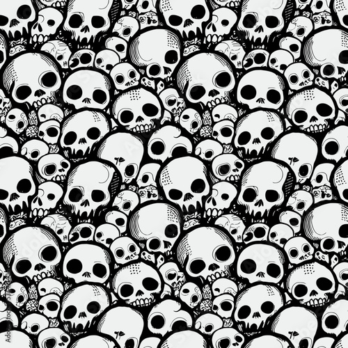 illustration Vector graphic black and white skull skeleton painting seamless tile perfect for background wallpaper