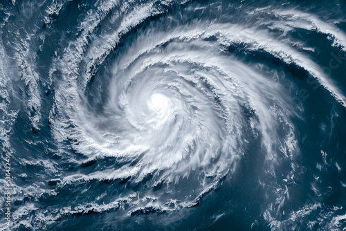 Satellite view of a tropical cyclone  photo