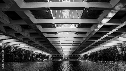 Underneath the Vimy Memorial Bridge on the Rideau River in Ottawa, Ontario, Canada