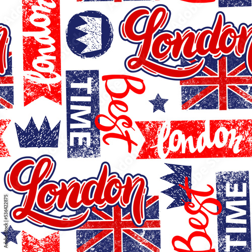 Canvas Print Abstract seamless pattern with elements british flag and london style