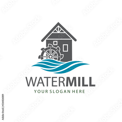 illustration of water mill wheel isolated on white background
