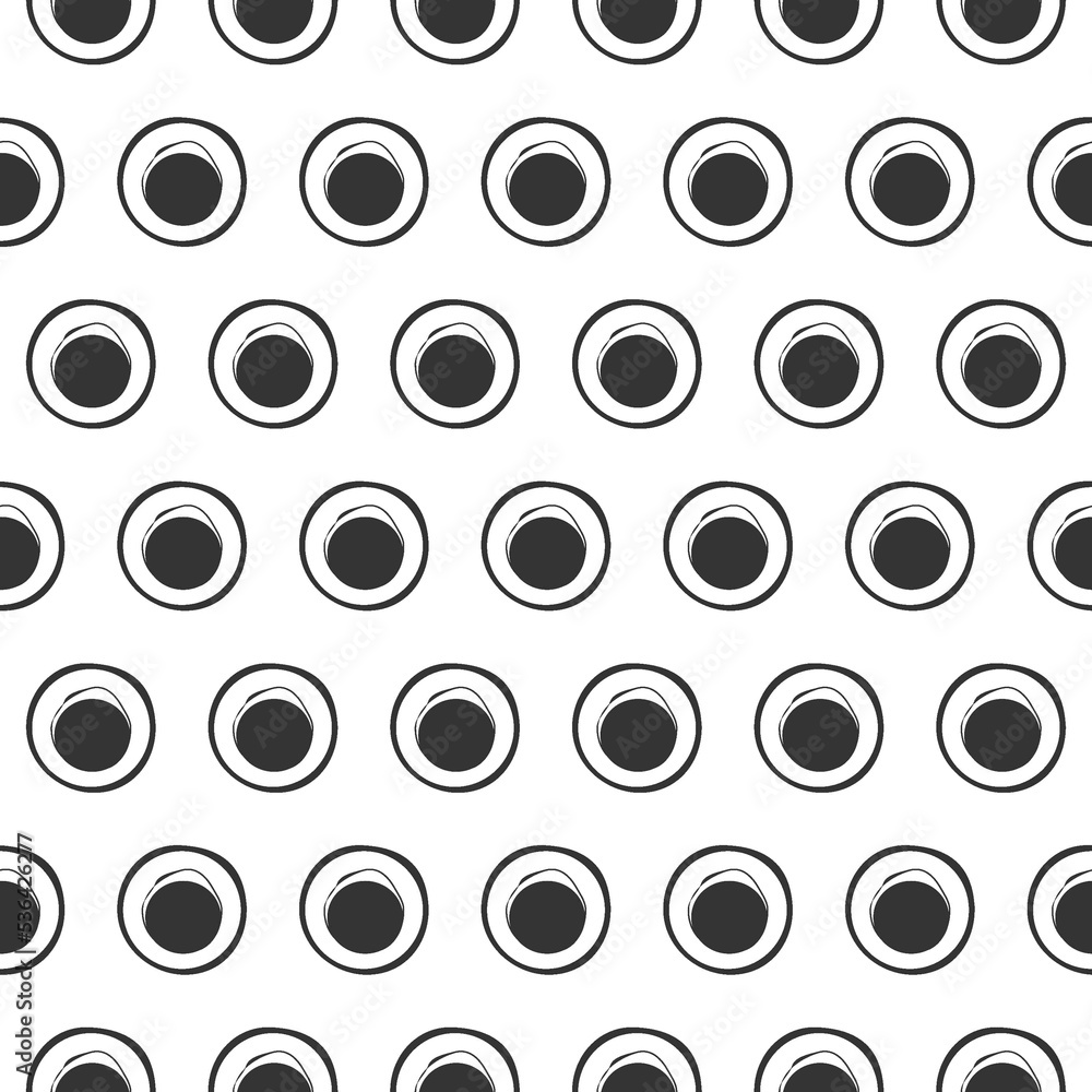 A seamless pattern with black circles. Vector illustration. For textile, tile, wrapping, fabric designs, prints, wallpapers, decoration