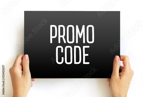 Promo Code text on card, concept background