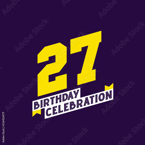 27th Birthday Celebration vector design, 27 years birthday photo