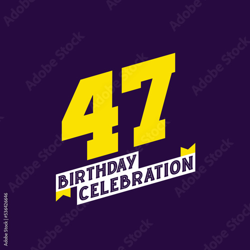 47th Birthday Celebration vector design, 47 years birthday photo