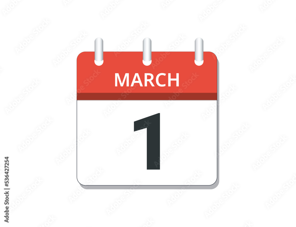 March, 1st calendar icon vector March, 1st calendar icon vector