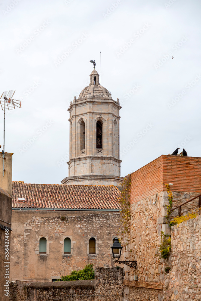 The tower of the Girona Cathedral, Girona, Spain