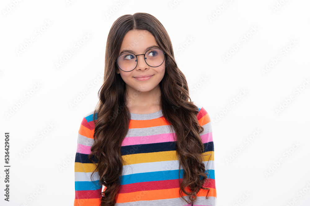 Thinking face, thoughtful emotions of teenager girl. Children studio portrait on white background. Childhood lifestyle concept. Cute teenage girl face close up. Thinking face, thoughtful emotions of teenager girl. Children studio portrait on white background. Childhood lifestyle concept. Cute teenage girl face close up.