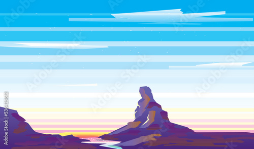 desert fantasy landscape river illustration sunshine sandstone beautiful panorama