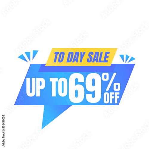 69% off sale balloon. Blue and yellow vector illustration . sale label design, Sixty nine © VECTOR _GOMES
