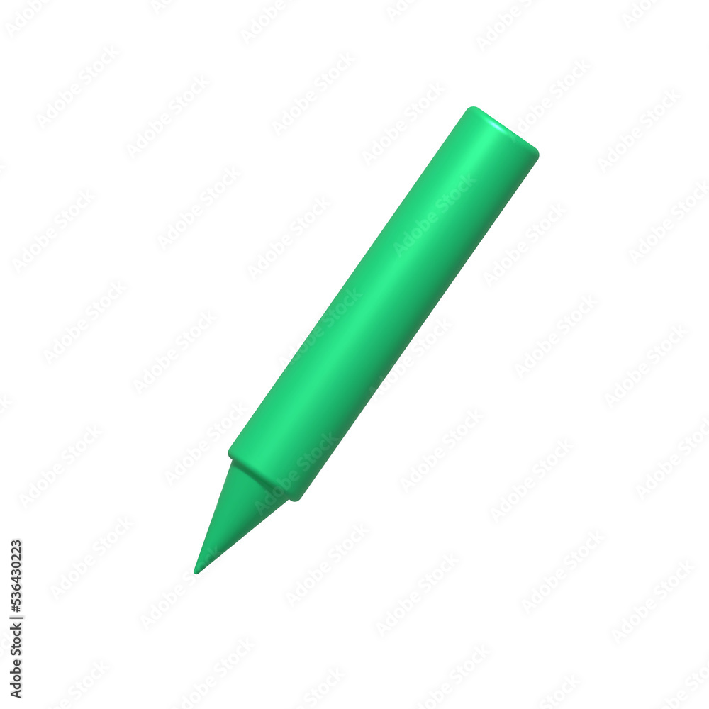 Writing tool 3d icon. Green pen, pencil, marker. 3d realistic design element. Writing tool 3d icon. Green pen, pencil, marker. 3d realistic design element.
