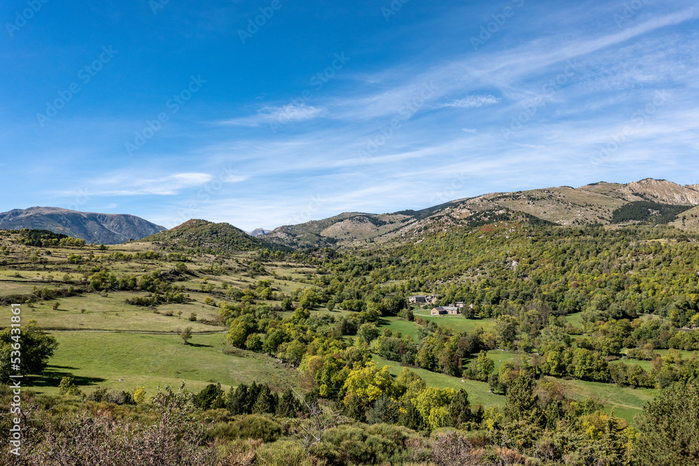 landscape with mountains and blue sky