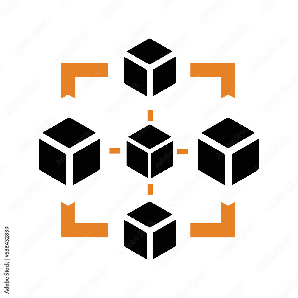 Obraz premium Big data Blockchain technology icon | Black Vector illustration |