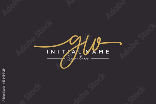 Initial GW signature logo template vector. Hand drawn Calligraphy lettering Vector illustration. photo