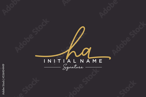 Initial HA signature logo template vector. Hand drawn Calligraphy lettering Vector illustration.