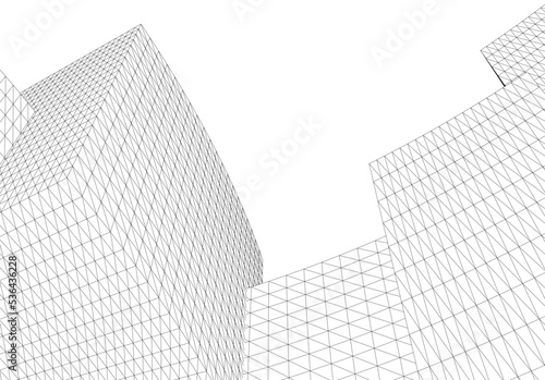 Abstract architectural shape 3d illustration