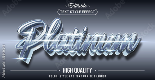 Editable text style effect - Platinum text style theme.