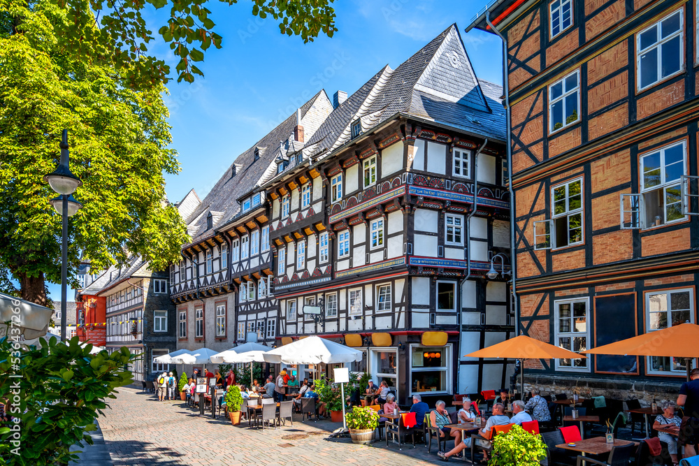 Obraz premium Fachwerkhäuser, Goslar, Niedersachsen, Deutschland