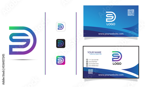 sd or ds logo icon and presentation with business card