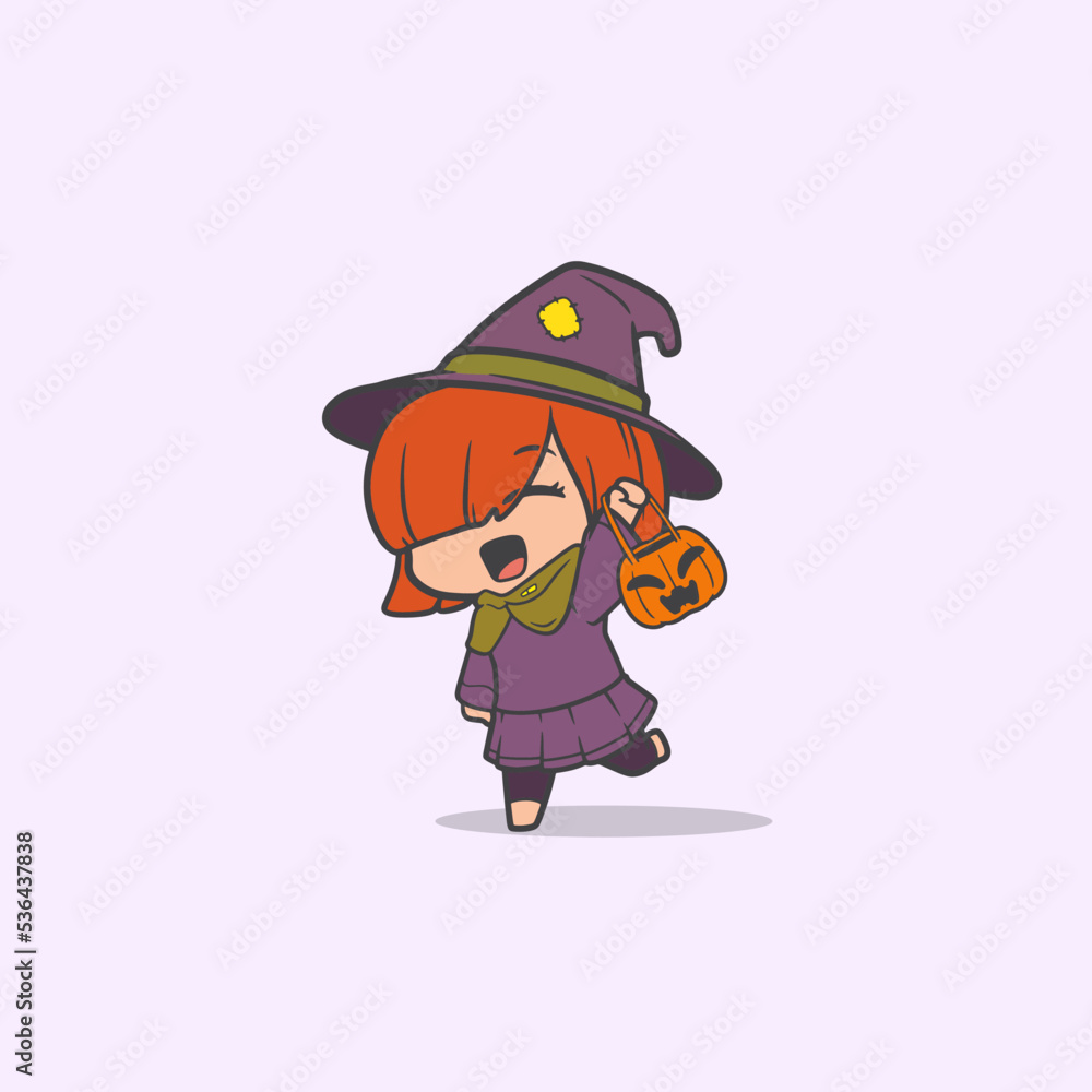 Graphic Little Witch feeling happy