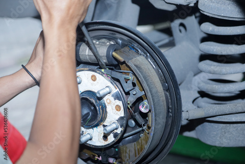 Repair brake drums, replace new brake pads, hand brakes