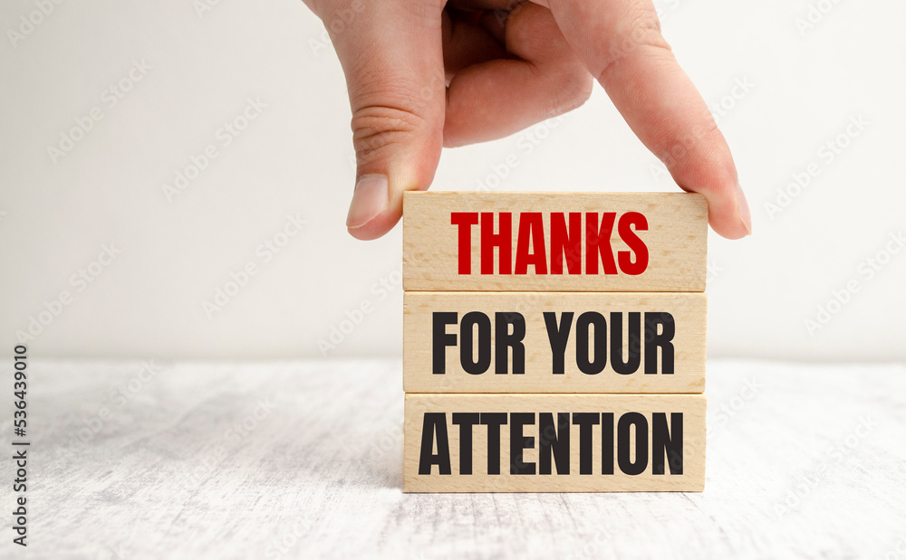 Thank You For Your Attention text wooden blocks and hand Stock Photo Adobe Stock