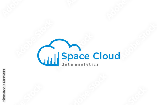 Cloud data logo with line storage modern technology internet speed access database