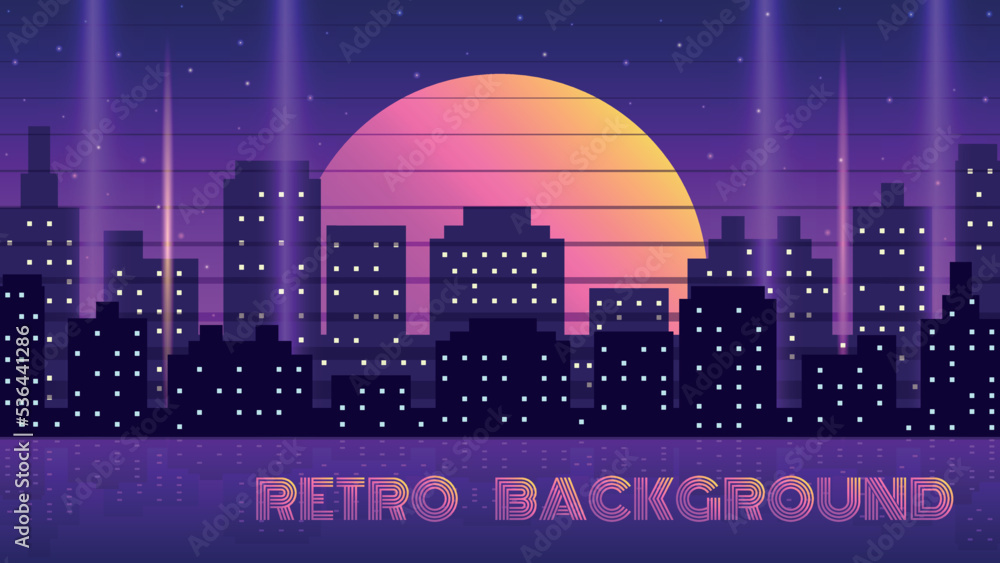 urban retro background in 80s style. vector illustration