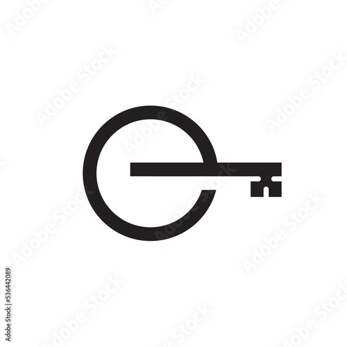 Letter E, Secure Logo With Key Symbol