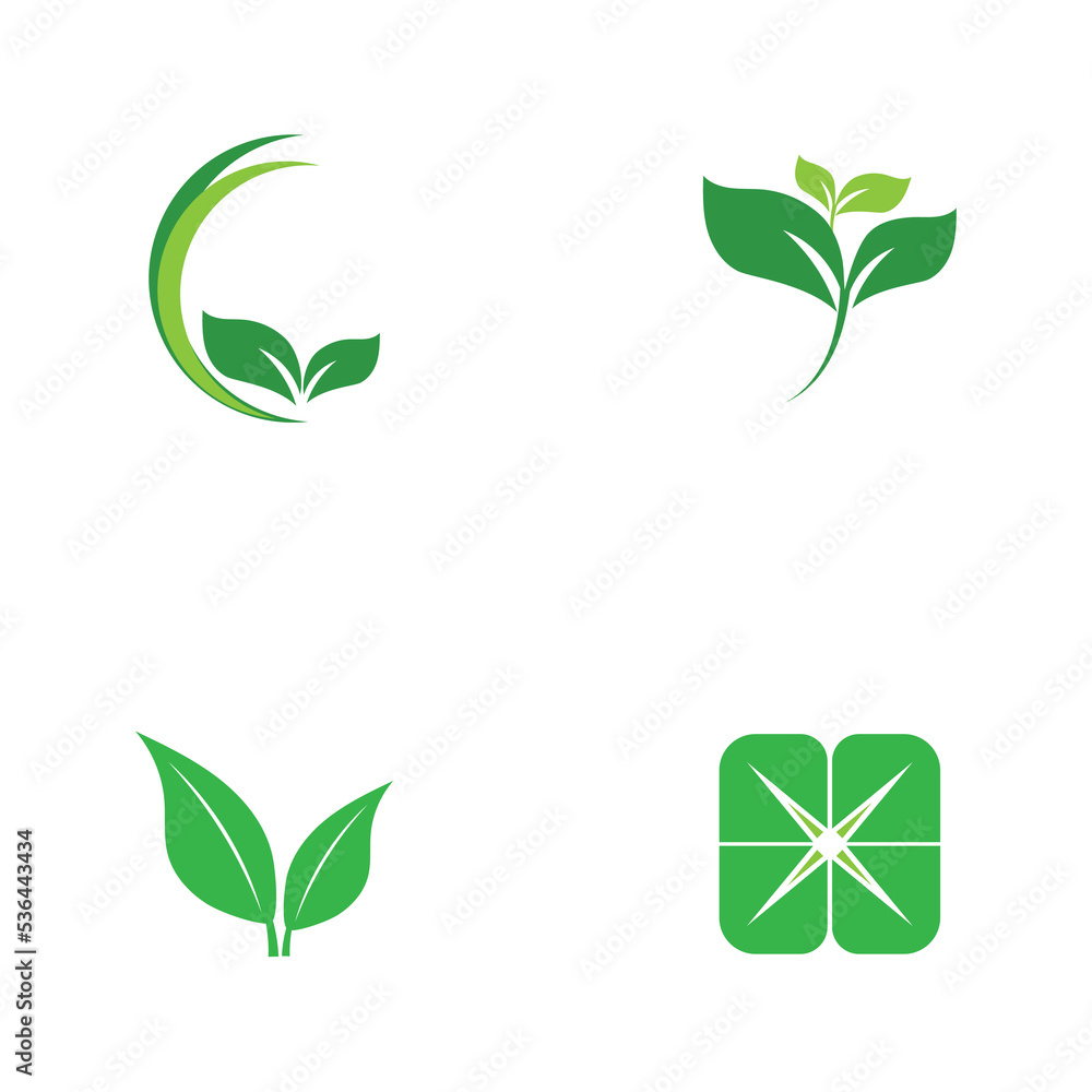 Logos of green Tree leaf ecology nature element vector
