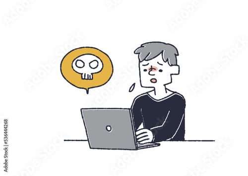 悪意のある書き込みやフェイクニュースにショックを受ける男性　インターネットでの犯罪や誹謗中傷