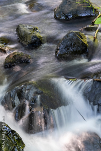 Water flowing over rocks in river