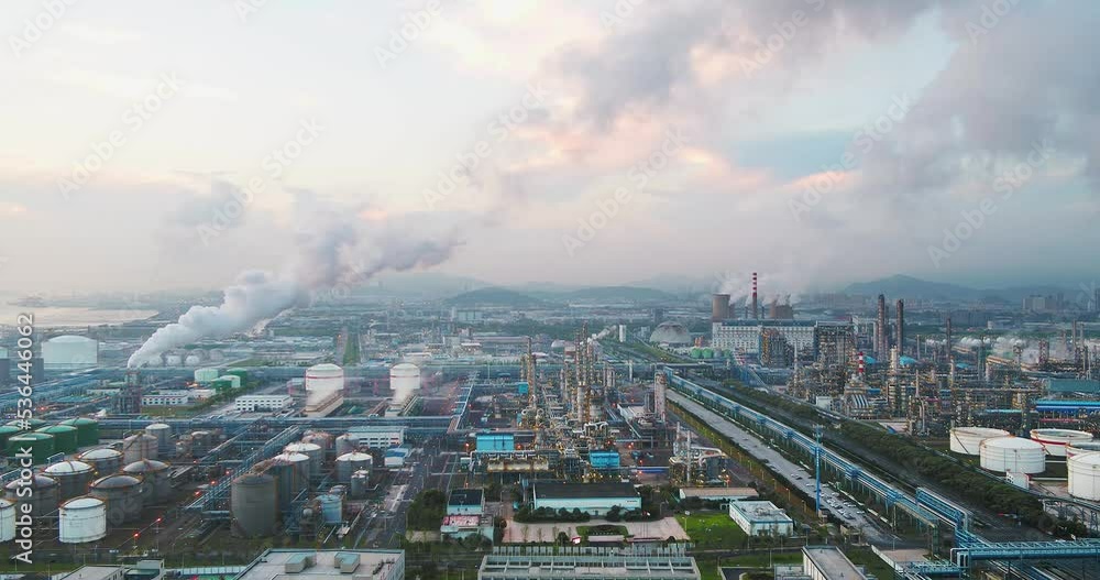 aerial view of chemical plant in blue sky aerial view of chemical plant in blue sky