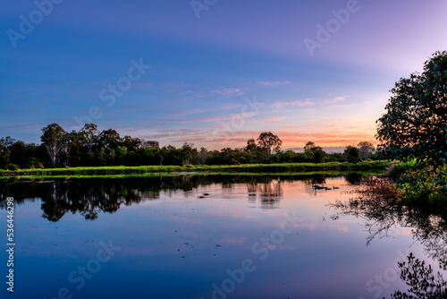 sunset over the river