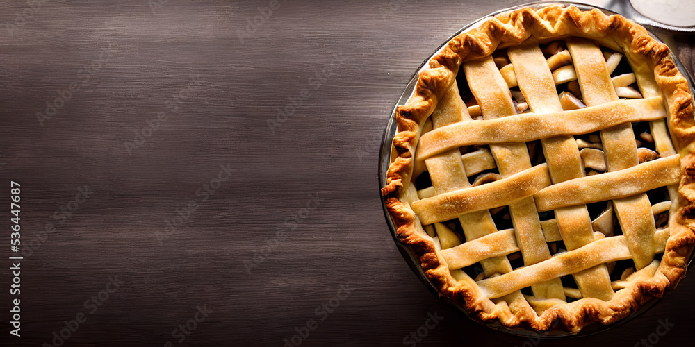 Obraz premium Homemade Apple Pie on Wood Background