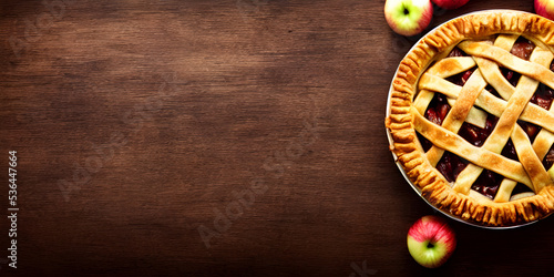 Valokuva Homemade Apple Pie on Wood Background