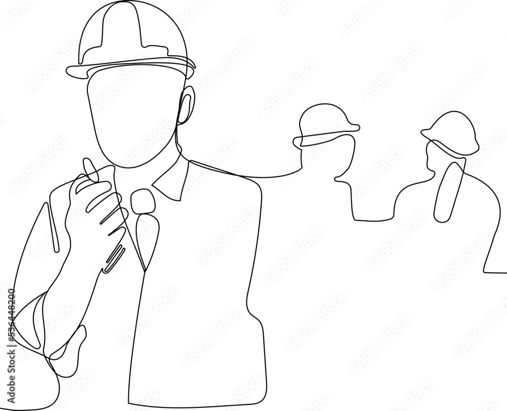 construction manager and engineer working on building site. Vector illustration