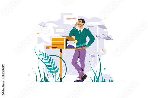lPerson standing near empty postbox, waiting for the mail