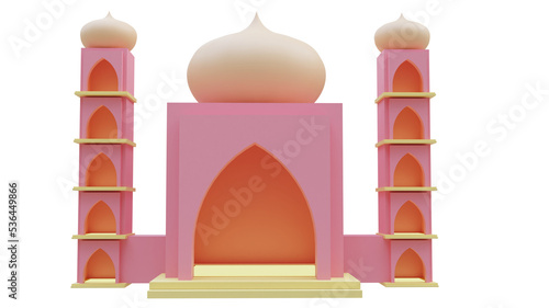 3d render pink mosque