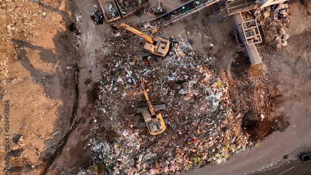 Landfill with Construction waste (CDW). Trash disposal for recycling