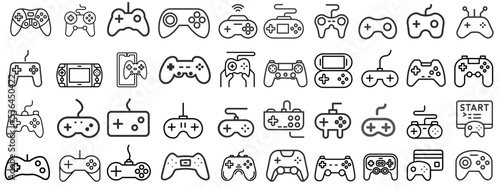 Set of Gamepad icon.Video game controller icon with editable stroke.